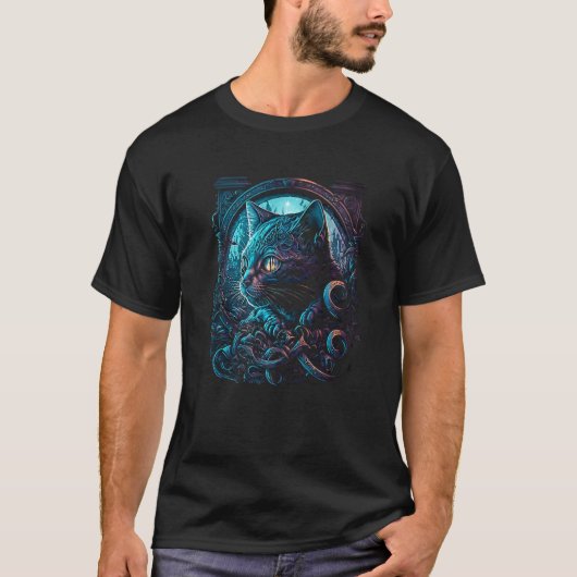 サイバーキャットスペースゴシックホラー暗黒 Tシャツ (正面)