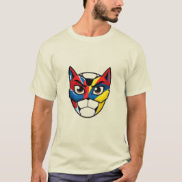 サイバーキャット | 未来感あるネオンの猫の顔 グラフィックTシャツ Tシャツ