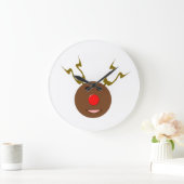 サイバークリスマストナカイの壁掛け時計 ラージ壁時計 (ホーム)
