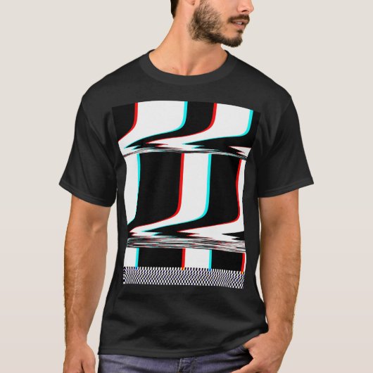 サイバーグリッチ モッド ストライプ Tシャツ (正面)