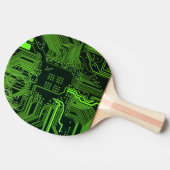 サイバーグリーンPCB回路基板トレースパターンアート 卓球ラケット (横)