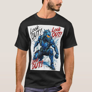 サイバーコマンドーのテクウェアストリートウェアTシャツで気をつけろ！ Tシャツ