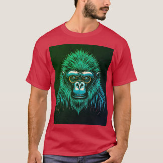 サイバーゴリラ – 涼しげな未来の猿のイラスト Tシャツ