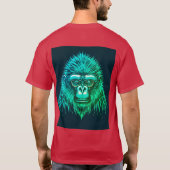 サイバーゴリラ – 涼しげな未来の猿のイラスト Tシャツ (裏面)