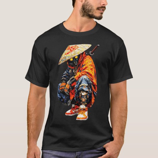 サイバーサムライ パレットナイフ オレンジ Tシャツ (正面)