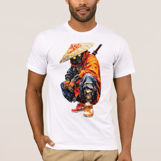 サイバーサムライ パレットナイフ オレンジ Tシャツ (正面)