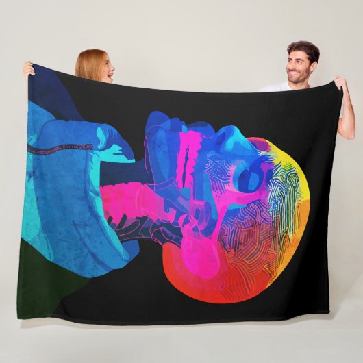 サイバースカル – 未来解剖学アート フリースブランケット (インサイチュ)