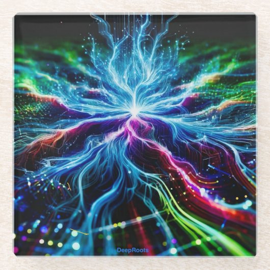 サイバースペースの深いルーツ ガラスコースター (正面)