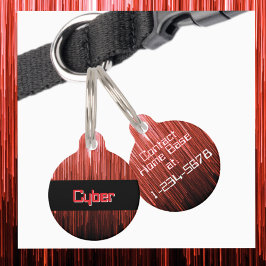 サイバースペーステクノ赤と黒パーソナライズされた ペット　ネームタグ