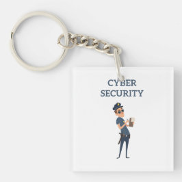 サイバーセキュリティクール：パトロール中の警官 キーホルダー