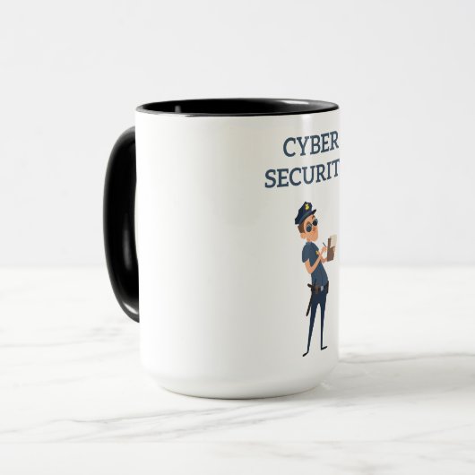 サイバーセキュリティクール:パトロール中の警官 マグカップ (正面左)