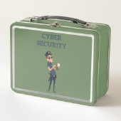 サイバーセキュリティクール：パトロール中の警官 メタルランチボックス (正面)