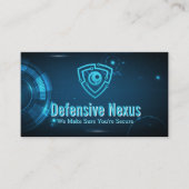 サイバーセキュリティシールドロゴ | デジタル背景 名刺 (正面)