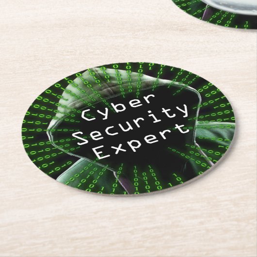 サイバーセキュリティビジネスの専門家 ラウンドペーパーコースター (アングル)