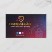 サイバーセキュリティビジネス | 未来的ダークオレンジ 名刺 (裏面)