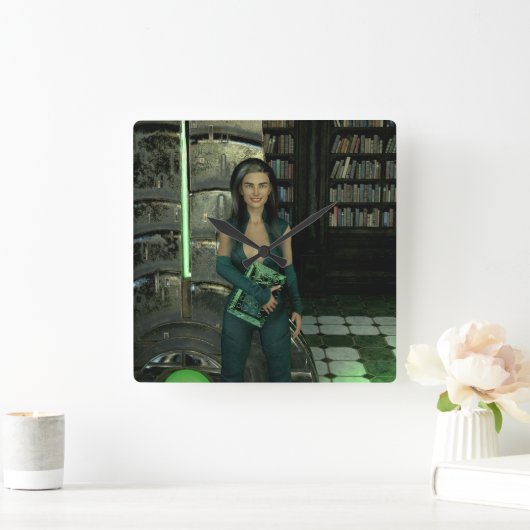 サイバーセキュリティ専門家クリステン・ウィリアムズ スクエア壁時計 (ホーム)