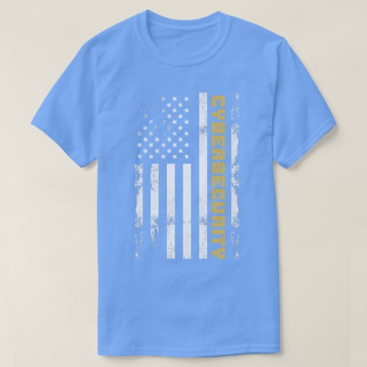 サイバーセキュリティ米国国旗 Tシャツ (デザイン正面)