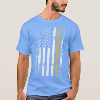 サイバーセキュリティ米国国旗 Tシャツ