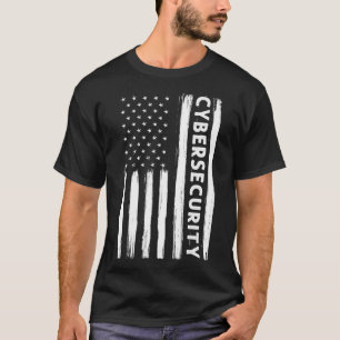 サイバーセキュリティ米国国旗Red Blueチームサイバー Tシャツ