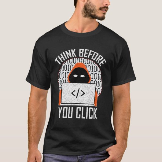 サイバーセキュリティ考えギファイクリックト Tシャツ (正面)