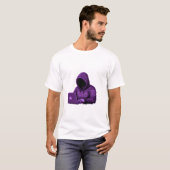 サイバーセキュリティ ハッカー フーディー姿でコーディング Men's Graphi Tシャツ (正面フル)