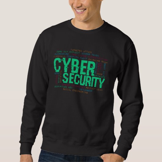 サイバーセキュリティWord Cloud Hacker Computer Coders Pr スウェットシャツ (正面)