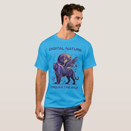 サイバータイガーTシャツ - デジタル本能の未来AI Tシャツ (正面フル)