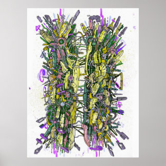 サイバーハッカーの落書き ポスター