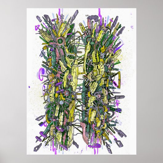 サイバーハッカーの落書き ポスター (正面)