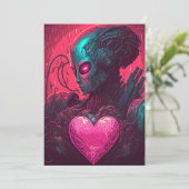 "サイバーバレンタイン" サイバネティックな女性のデザイン シーズンカード (スタンド正面)