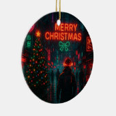 サイバーパンクなクリスマスの街 セラミックオーナメント (右)