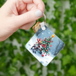 サイバーパンクなトナカイとクリスマスツリー キーホルダー