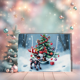 サイバーパンクなトナカイとクリスマスツリー ラージペーパーバッグ