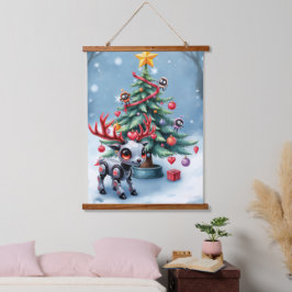 サイバーパンクなトナカイとクリスマスツリー 吊り下げ型タペストリー