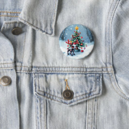 サイバーパンクなトナカイとクリスマスツリー 缶バッジ