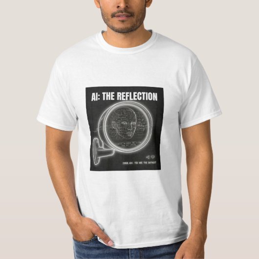 サイバーパンクな人工知能ミラーデータデザイン Tシャツ (正面)