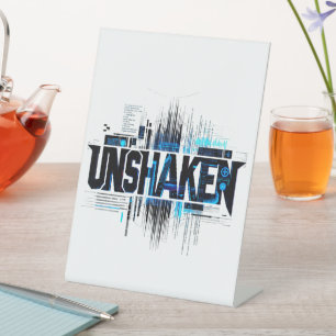 サイバーパンクな卓上サイン「UNSHAKEN」 台座サイン