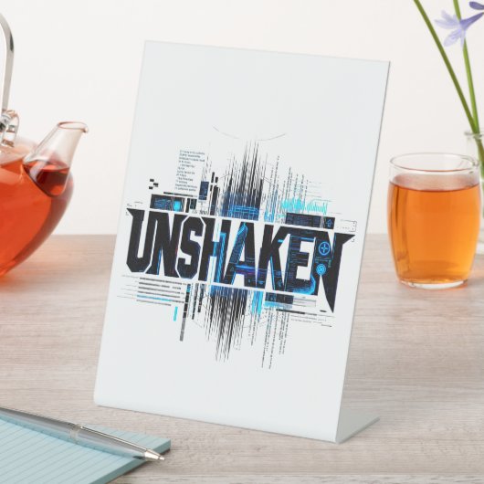 サイバーパンクな卓上サイン「UNSHAKEN」 台座サイン (インサイチュ)