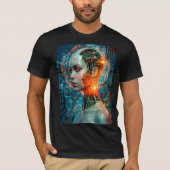 サイバーパンクな未来のサイボーグ・ニューラルネットワーク・SFテク Tシャツ (正面)
