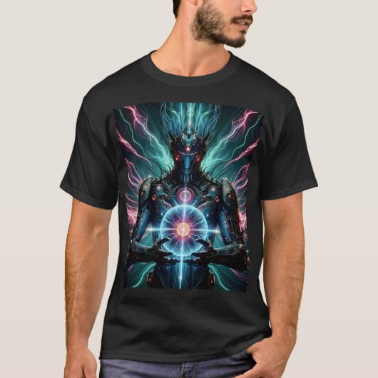 サイバーパンクな未来型ロボット・コズミックコア Tシャツ (正面)