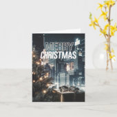 サイバーパンクのクリスマス カード (黄色い花)