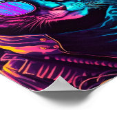 サイバーパンクのネオンたそがれ猫 ポスター (角)