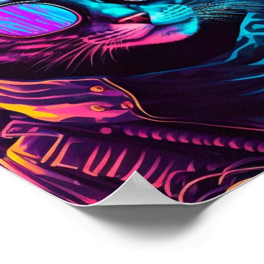 サイバーパンクのネオンたそがれ猫 ポスター (角)