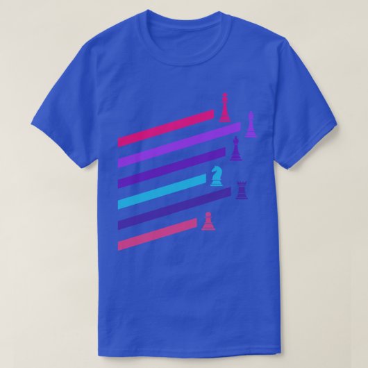 サイバーパンクのネオンチェスの駒 Tシャツ (デザイン正面)