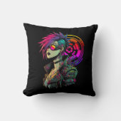 サイバーパンクの少女 クッション (正面)