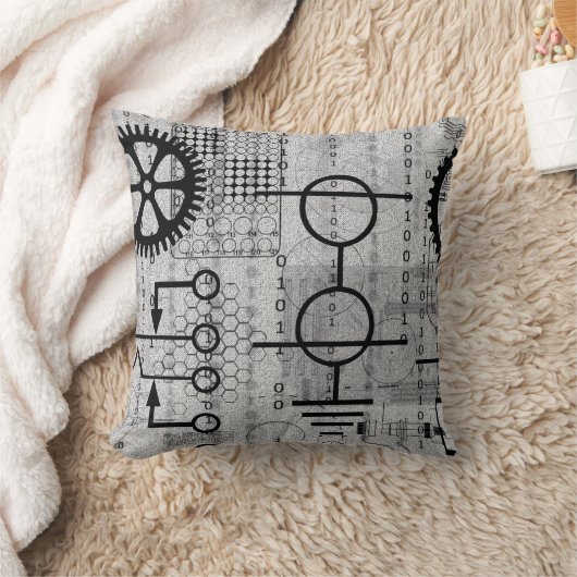 サイバーパンクの技術のギアの電子テーマの装飾用クッション クッション (ブランケット)