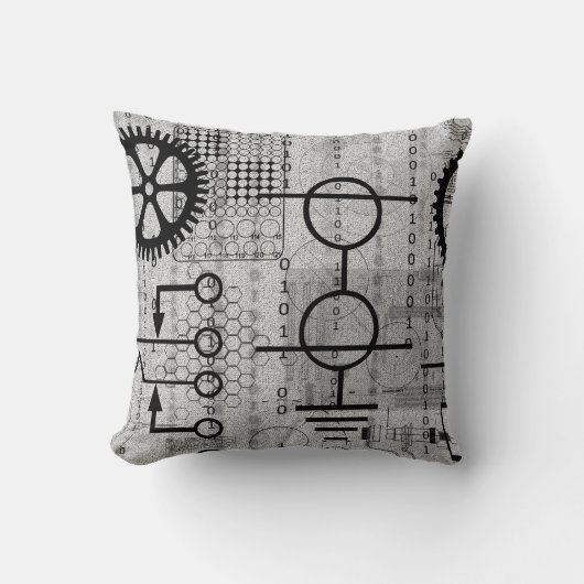 サイバーパンクの技術のギアの電子テーマの装飾用クッション クッション (正面)