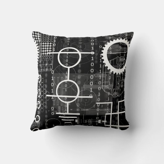 サイバーパンクの技術のギークのギアの電子技術者の数学 クッション (裏面)