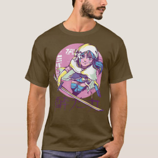 サイバーパンクアニメ戦士ガールレトロ漢字日本の Tシャツ