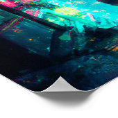 サイバーパンクアートシティナイトネオンシンボルや象徴 ポスター (角)